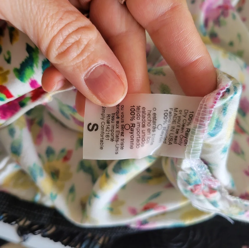 LuLaroe White Floral Fringed Boho Kimono Size‎ S